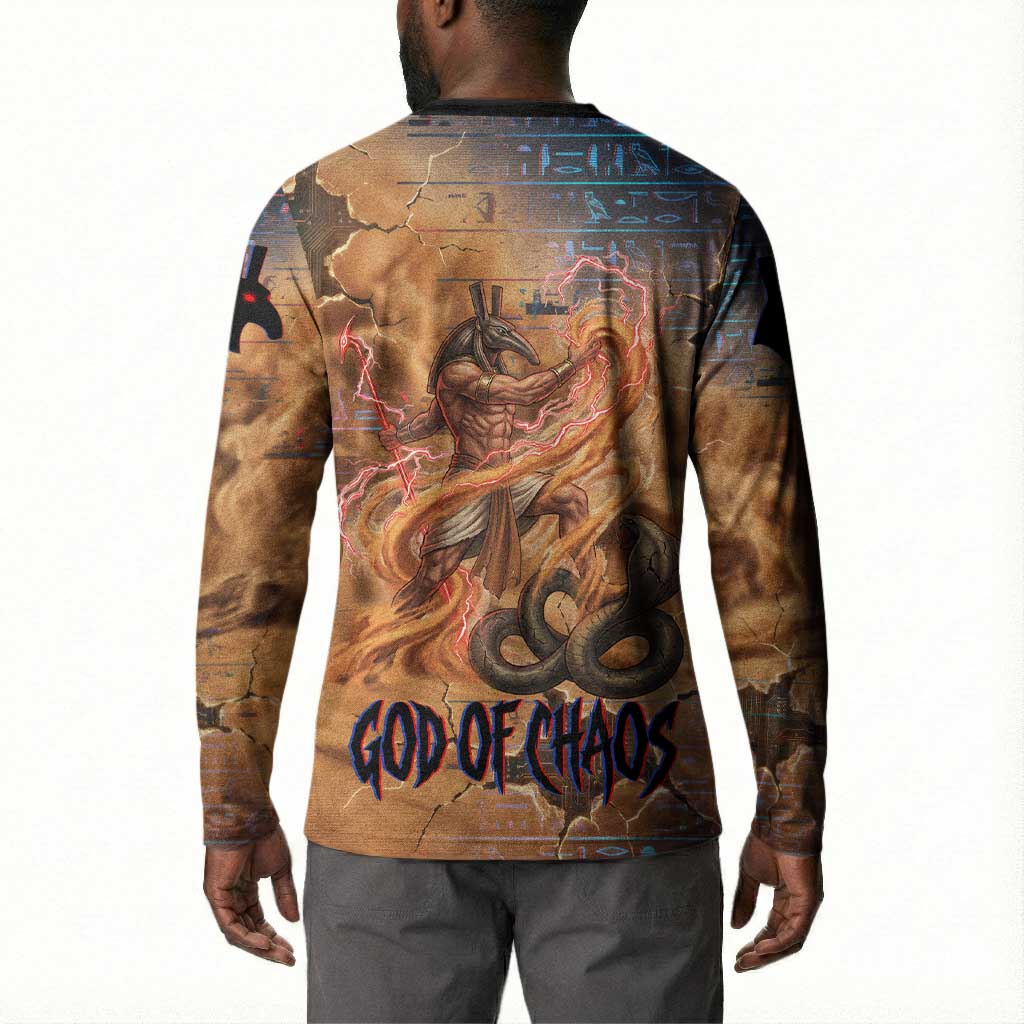 Seth Serpent Button Sweatshirt Sandstorm Egyptian Chaos God in Ancient Desert Tones