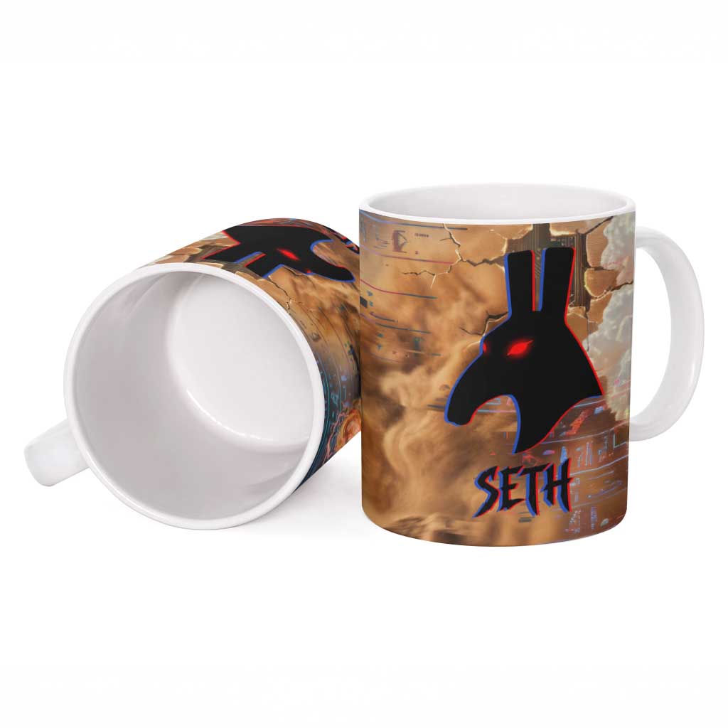 Seth Serpent Ceramic Mug Sandstorm Egyptian Chaos God in Ancient Desert Tones