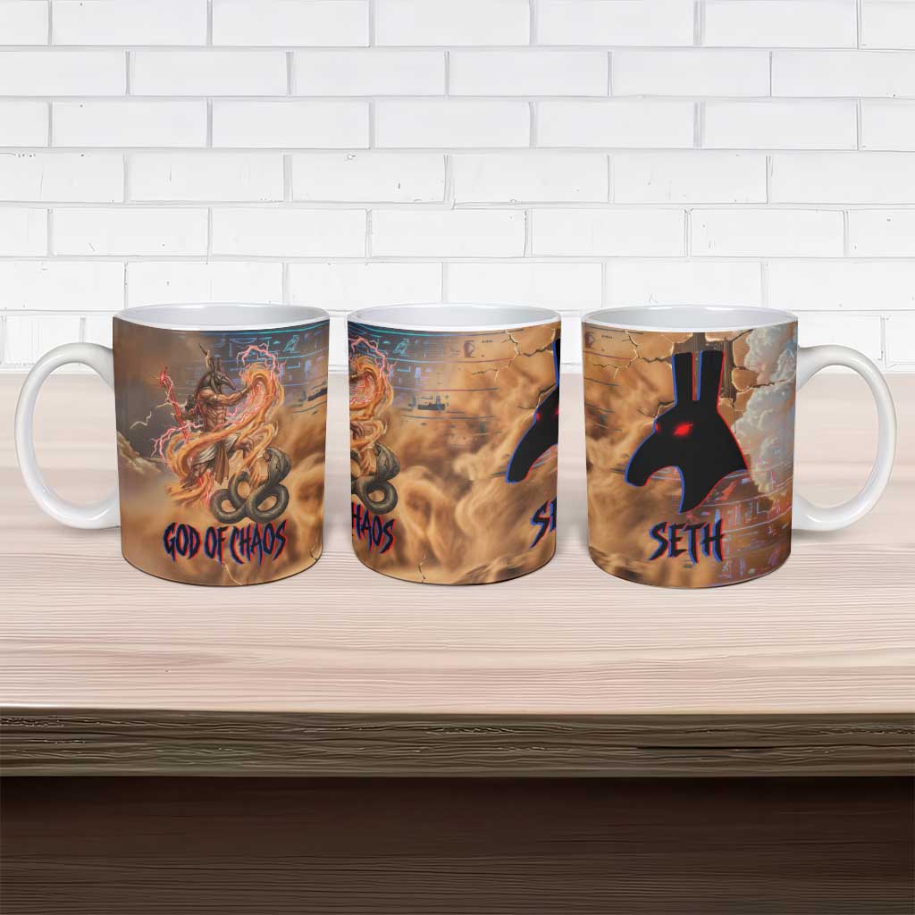 Seth Serpent Ceramic Mug Sandstorm Egyptian Chaos God in Ancient Desert Tones