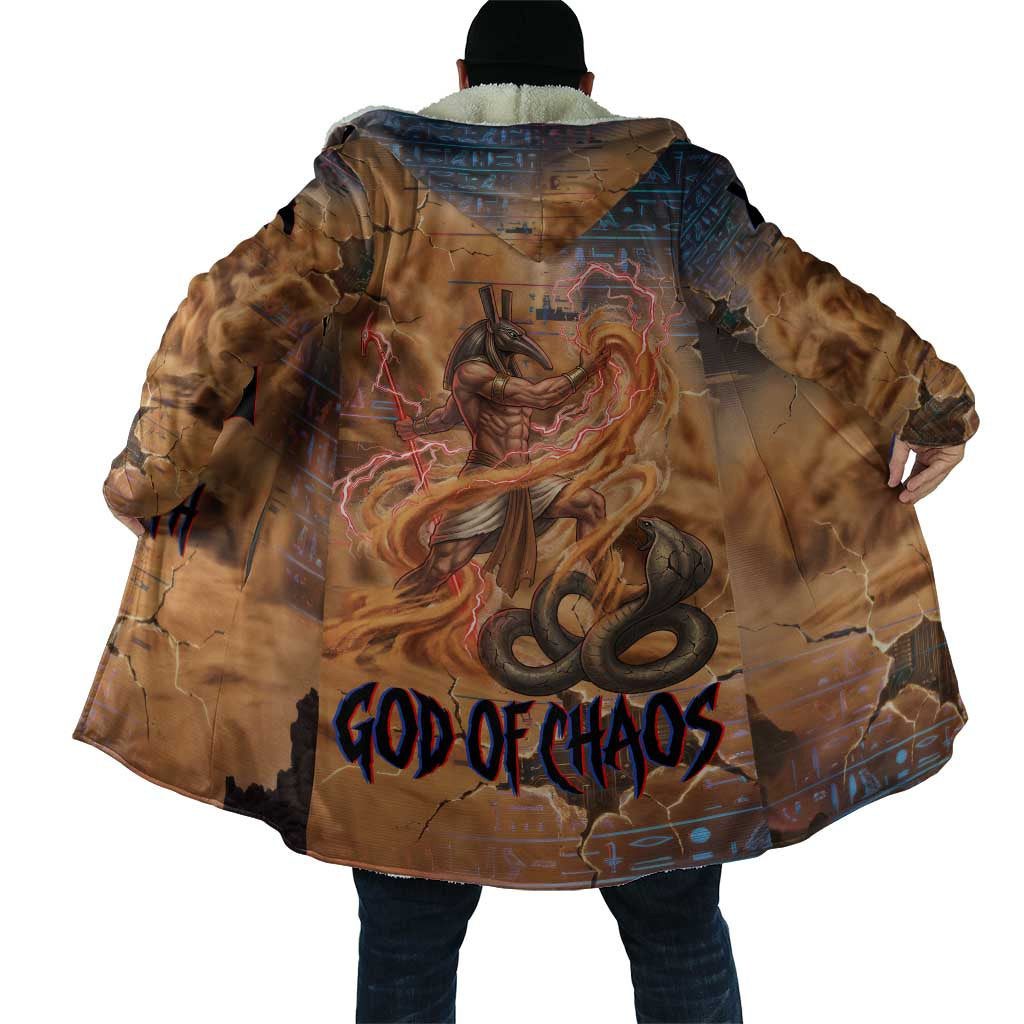 Seth Serpent Cloak Sandstorm Egyptian Chaos God in Ancient Desert Tones
