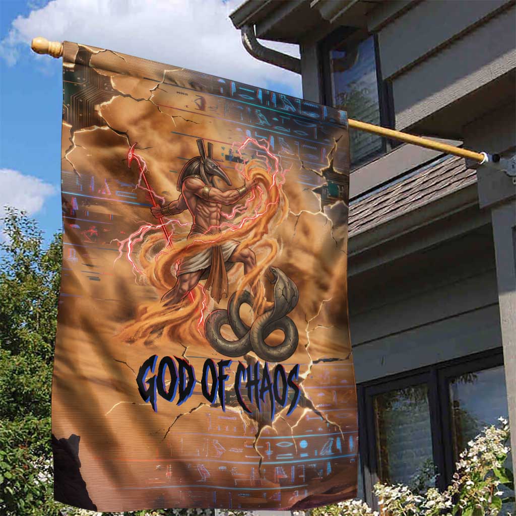 Seth Serpent Garden Flag Sandstorm Egyptian Chaos God in Ancient Desert Tones