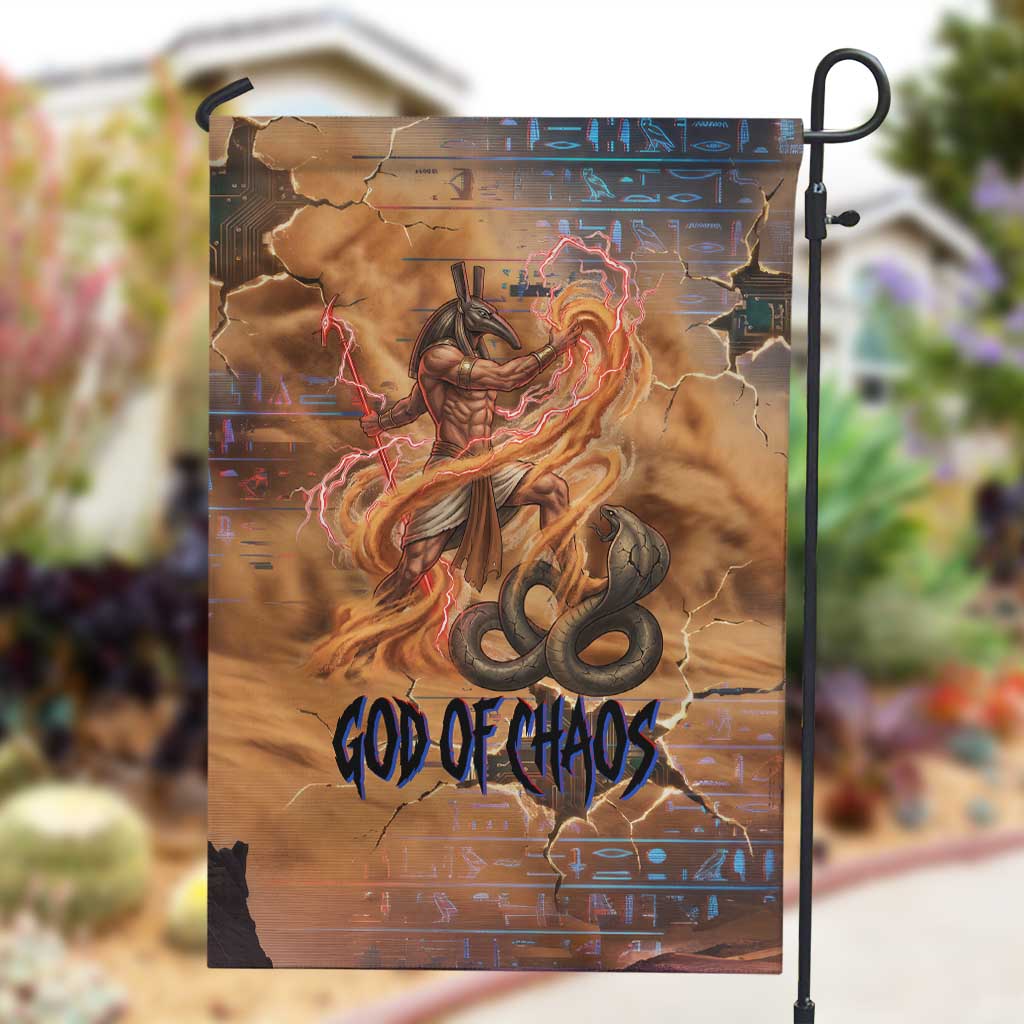 Seth Serpent Garden Flag Sandstorm Egyptian Chaos God in Ancient Desert Tones