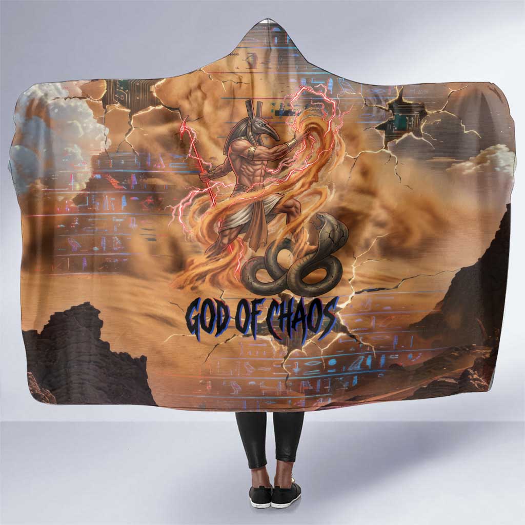 Seth Serpent Hooded Blanket Sandstorm Egyptian Chaos God in Ancient Desert Tones