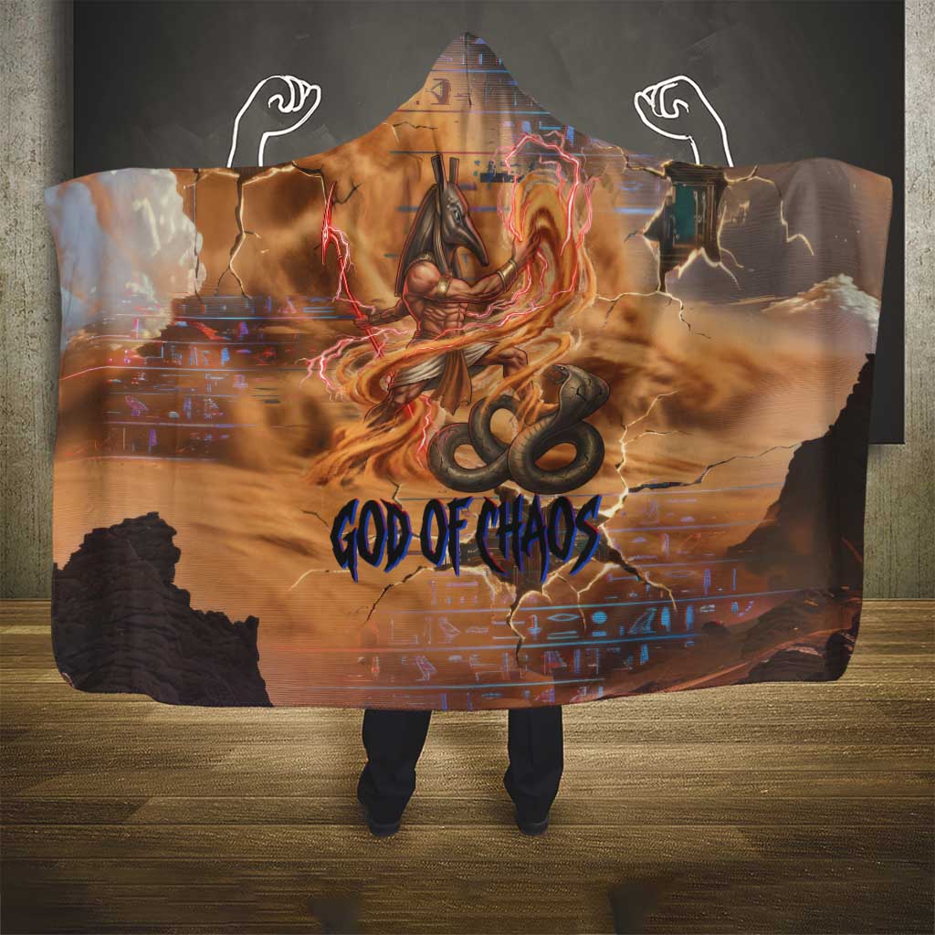 Seth Serpent Hooded Blanket Sandstorm Egyptian Chaos God in Ancient Desert Tones
