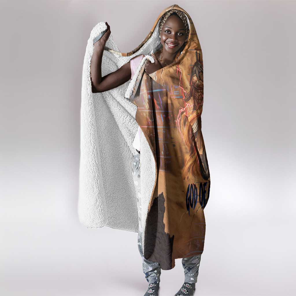 Seth Serpent Hooded Blanket Sandstorm Egyptian Chaos God in Ancient Desert Tones