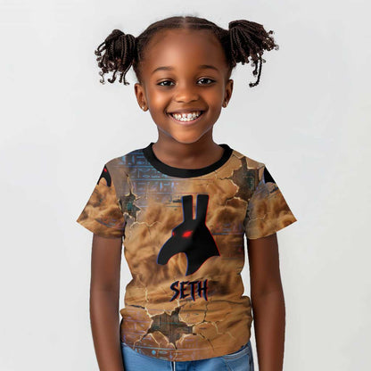 Seth Serpent Kid T shirt Sandstorm Egyptian Chaos God in Ancient Desert Tones