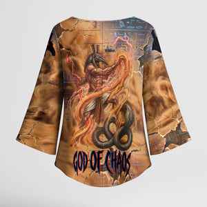 Seth Serpent Kimono Sleeve Blouse Sandstorm Egyptian Chaos God in Ancient Desert Tones