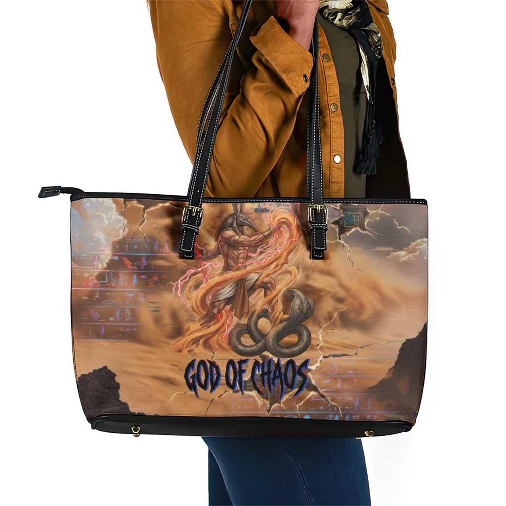 Seth Serpent Leather Tote Bag Sandstorm Egyptian Chaos God in Ancient Desert Tones