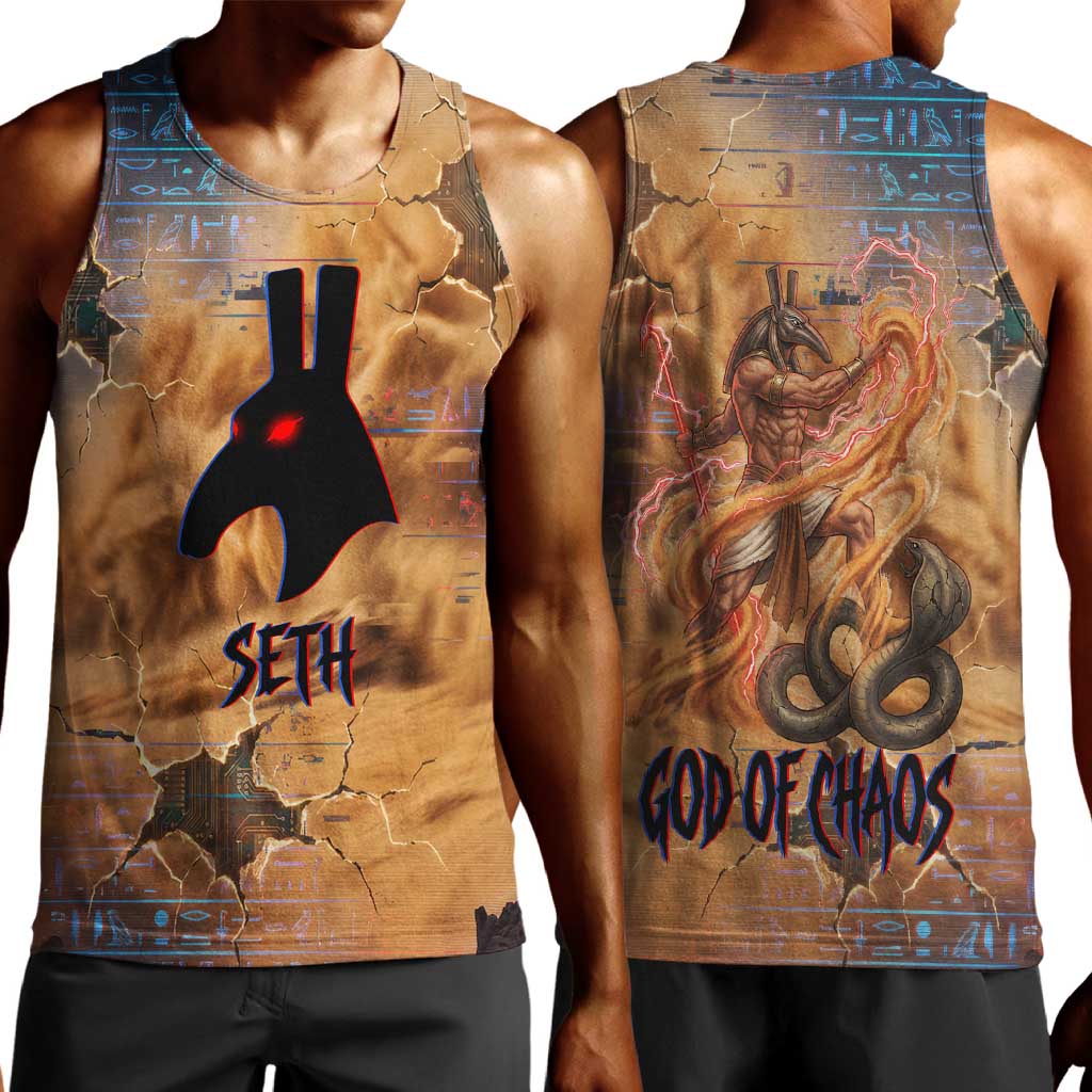 Seth Serpent Men Tank Top Sandstorm Egyptian Chaos God in Ancient Desert Tones