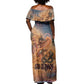 Seth Serpent Off Shoulder Maxi Dress Sandstorm Egyptian Chaos God in Ancient Desert Tones