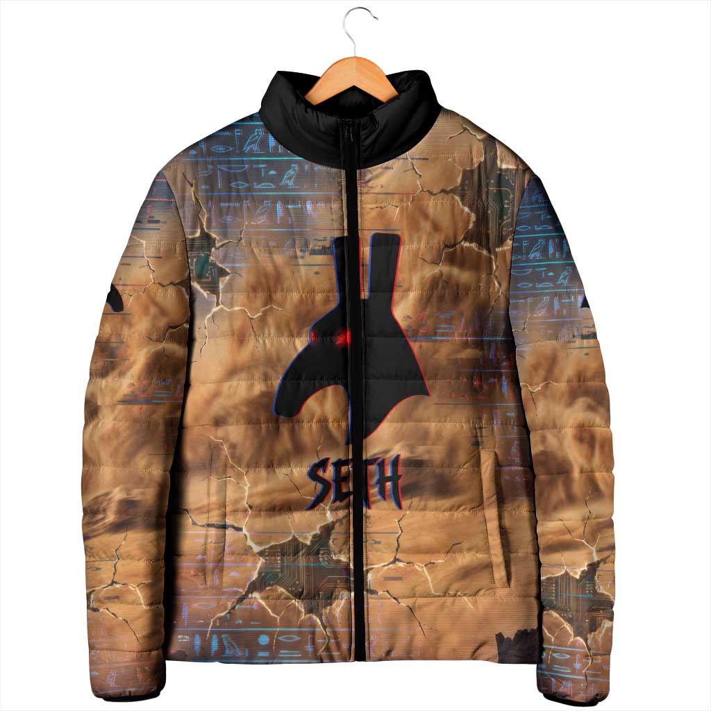 Seth Serpent Padded Jacket Sandstorm Egyptian Chaos God in Ancient Desert Tones