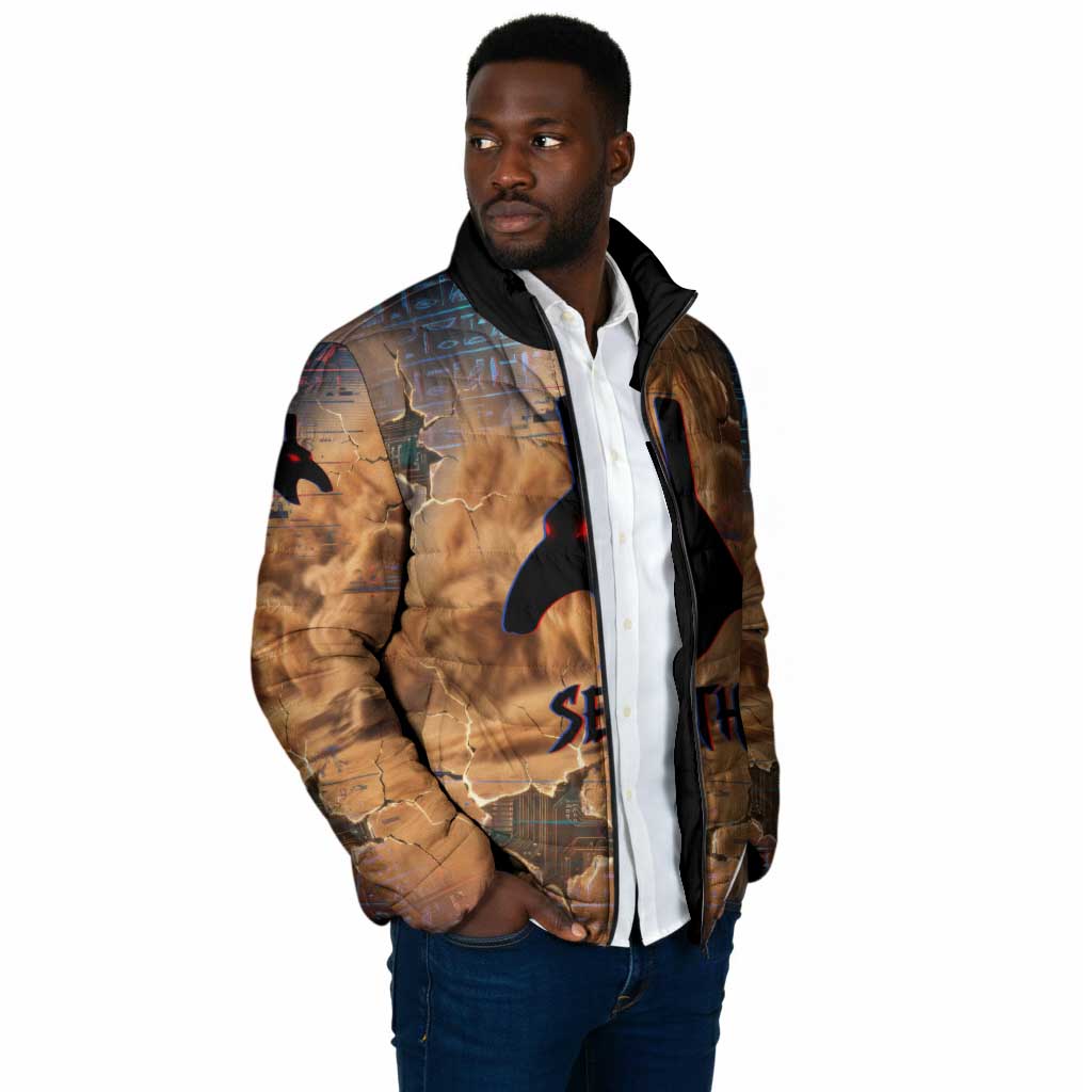 Seth Serpent Padded Jacket Sandstorm Egyptian Chaos God in Ancient Desert Tones
