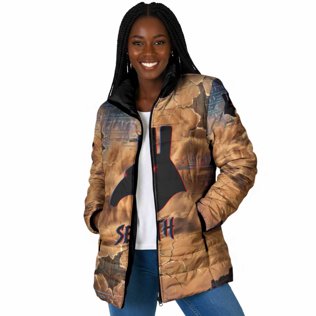 Seth Serpent Padded Jacket Sandstorm Egyptian Chaos God in Ancient Desert Tones