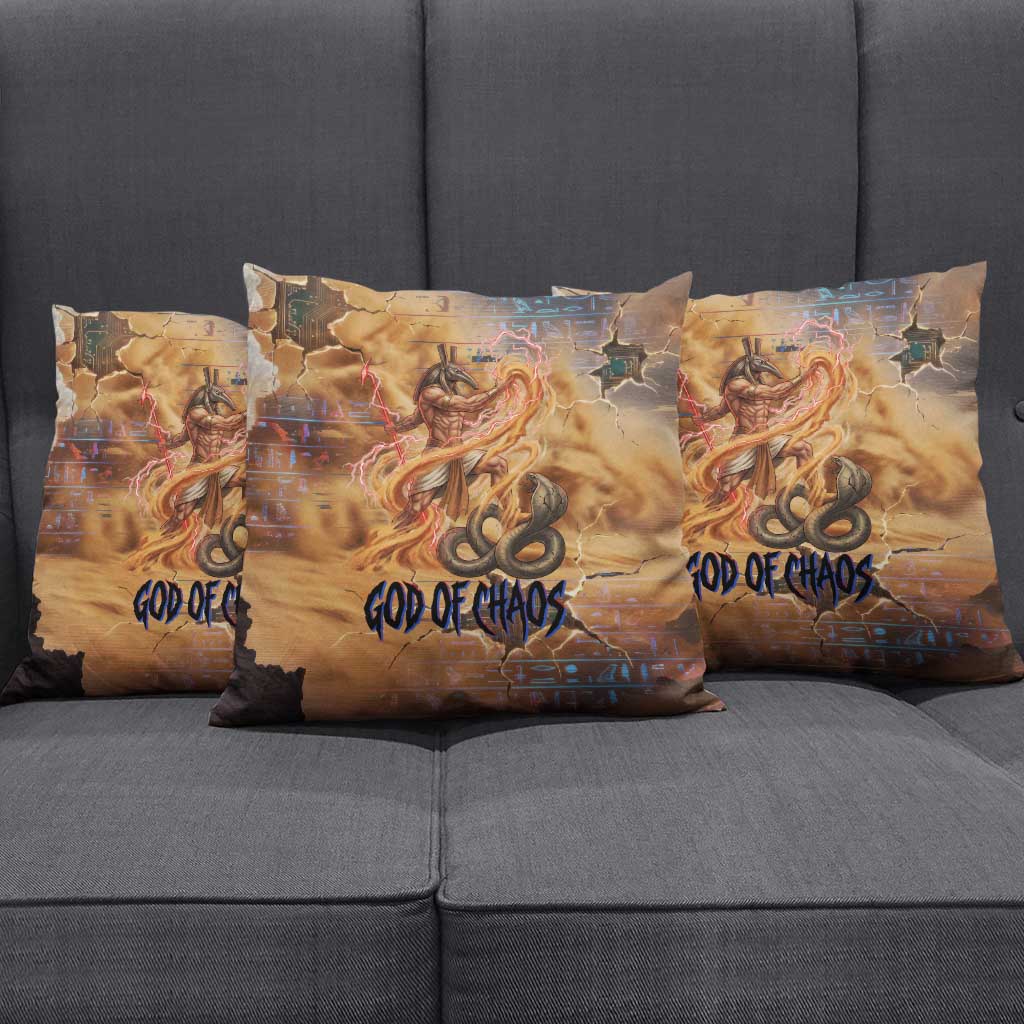 Seth Serpent Pillow Cover Sandstorm Egyptian Chaos God in Ancient Desert Tones