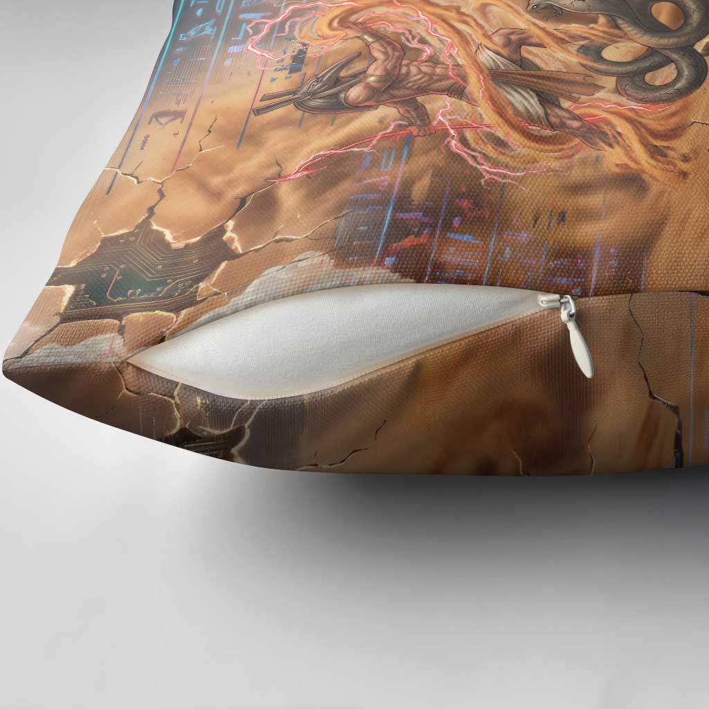 Seth Serpent Pillow Cover Sandstorm Egyptian Chaos God in Ancient Desert Tones