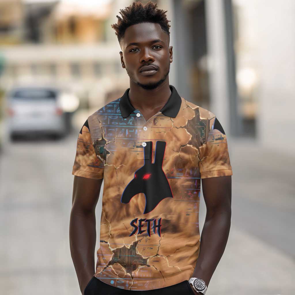 Seth Serpent Polo Shirt Sandstorm Egyptian Chaos God in Ancient Desert Tones