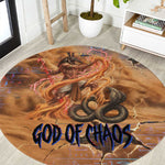 Seth Serpent Round Carpet Sandstorm Egyptian Chaos God in Ancient Desert Tones
