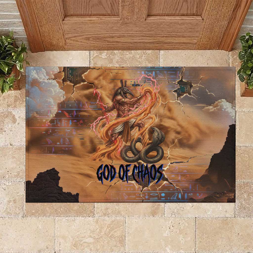 Seth Serpent Rubber Doormat Sandstorm Egyptian Chaos God in Ancient Desert Tones