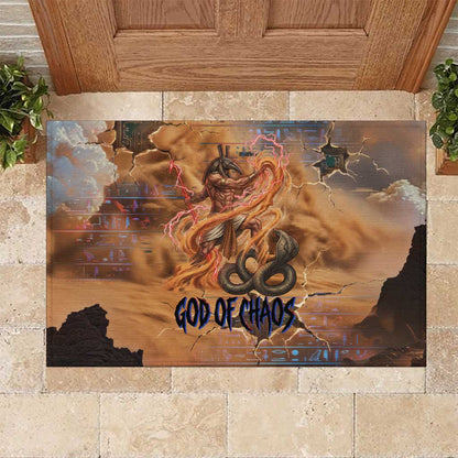 Seth Serpent Rubber Doormat Sandstorm Egyptian Chaos God in Ancient Desert Tones