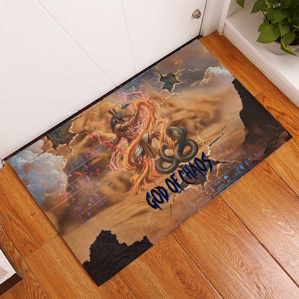 Seth Serpent Rubber Doormat Sandstorm Egyptian Chaos God in Ancient Desert Tones