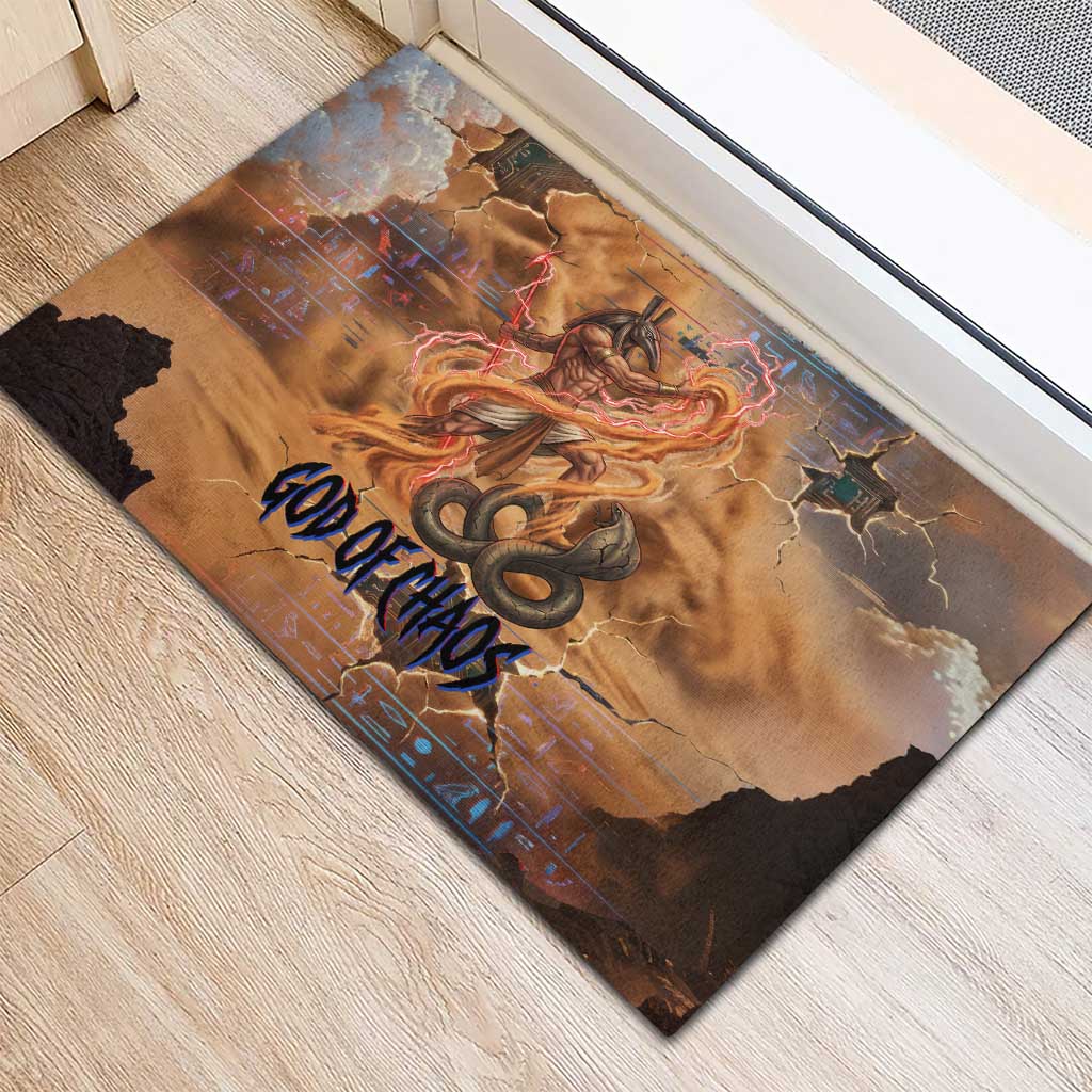 Seth Serpent Rubber Doormat Sandstorm Egyptian Chaos God in Ancient Desert Tones