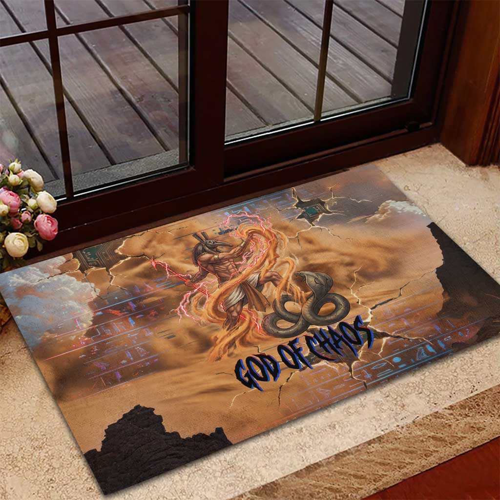 Seth Serpent Rubber Doormat Sandstorm Egyptian Chaos God in Ancient Desert Tones