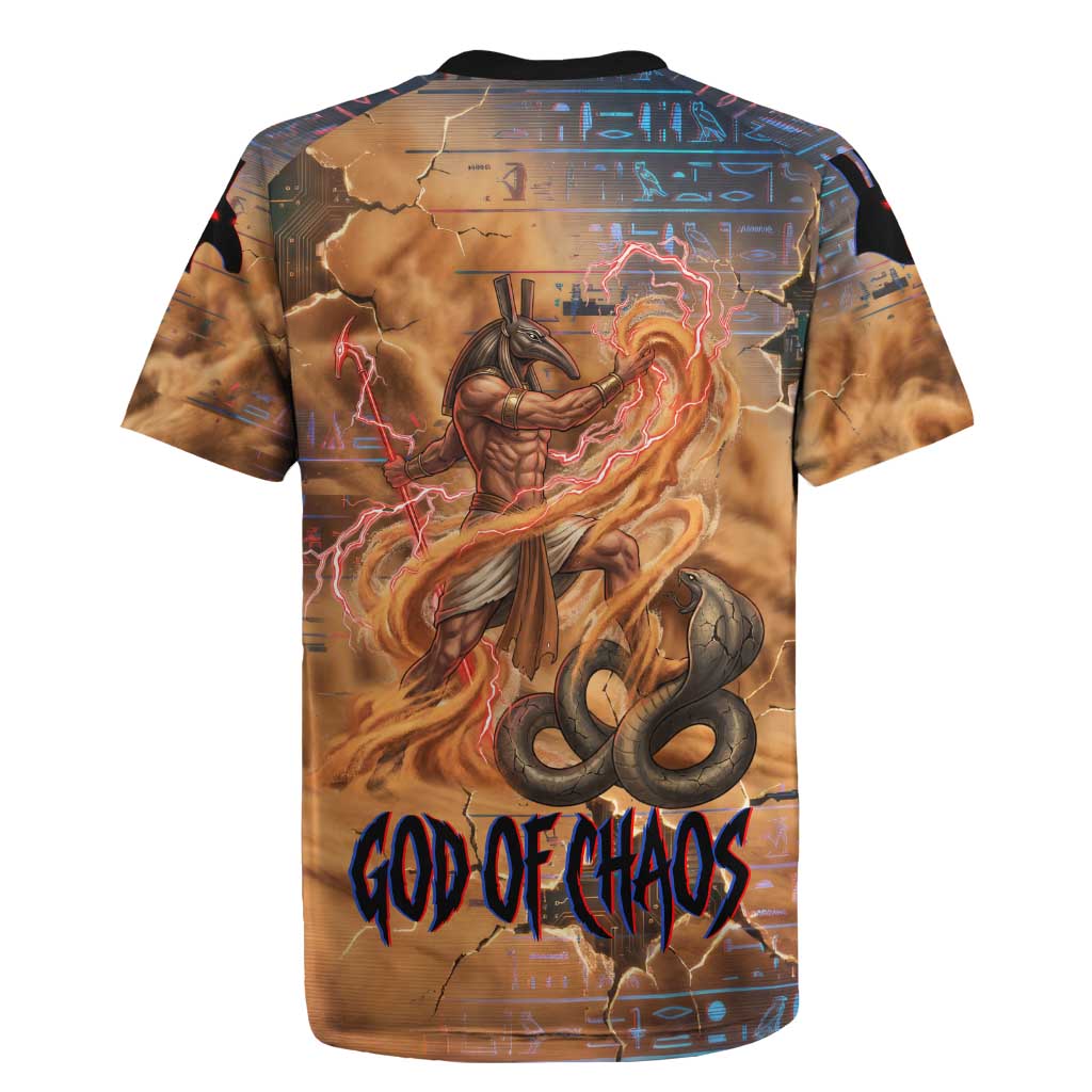 Seth Serpent Rugby Jersey Sandstorm Egyptian Chaos God in Ancient Desert Tones