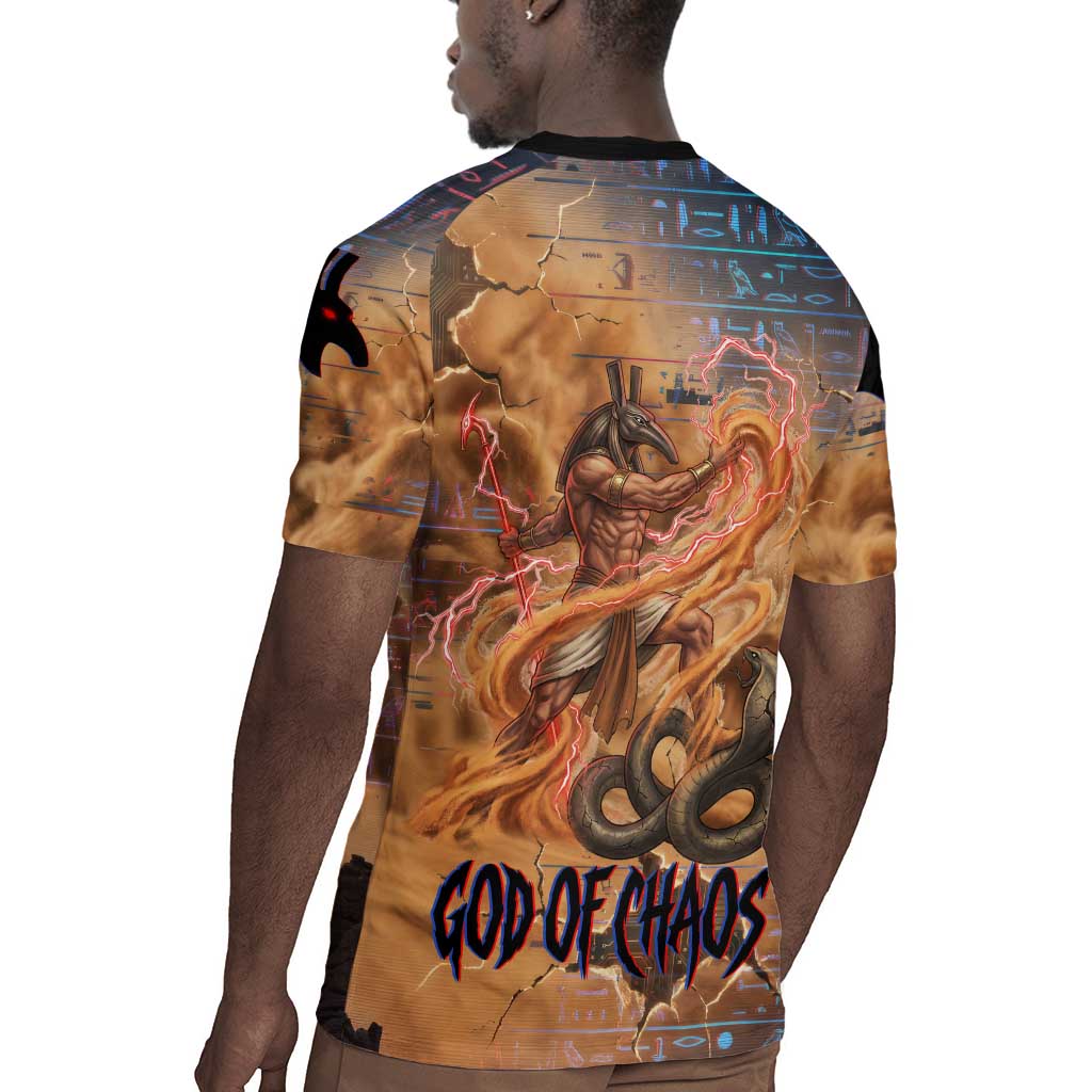 Seth Serpent Rugby Jersey Sandstorm Egyptian Chaos God in Ancient Desert Tones