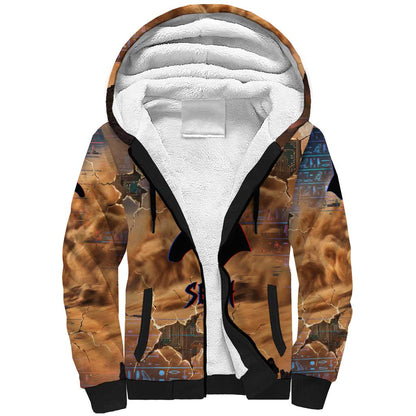 Seth Serpent Sherpa Hoodie Sandstorm Egyptian Chaos God in Ancient Desert Tones