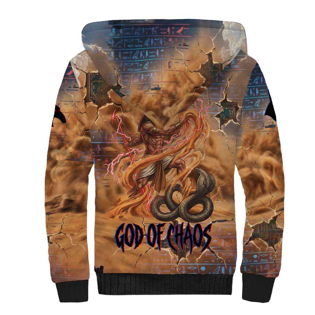 Seth Serpent Sherpa Hoodie Sandstorm Egyptian Chaos God in Ancient Desert Tones
