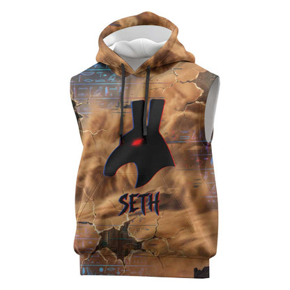 Seth Serpent Sleeveless Hoodie Sandstorm Egyptian Chaos God in Ancient Desert Tones
