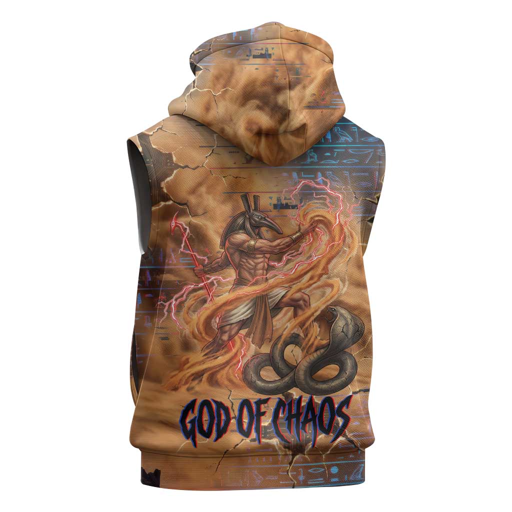 Seth Serpent Sleeveless Hoodie Sandstorm Egyptian Chaos God in Ancient Desert Tones