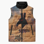 Seth Serpent Sleeveless Puffer Jacket Sandstorm Egyptian Chaos God in Ancient Desert Tones