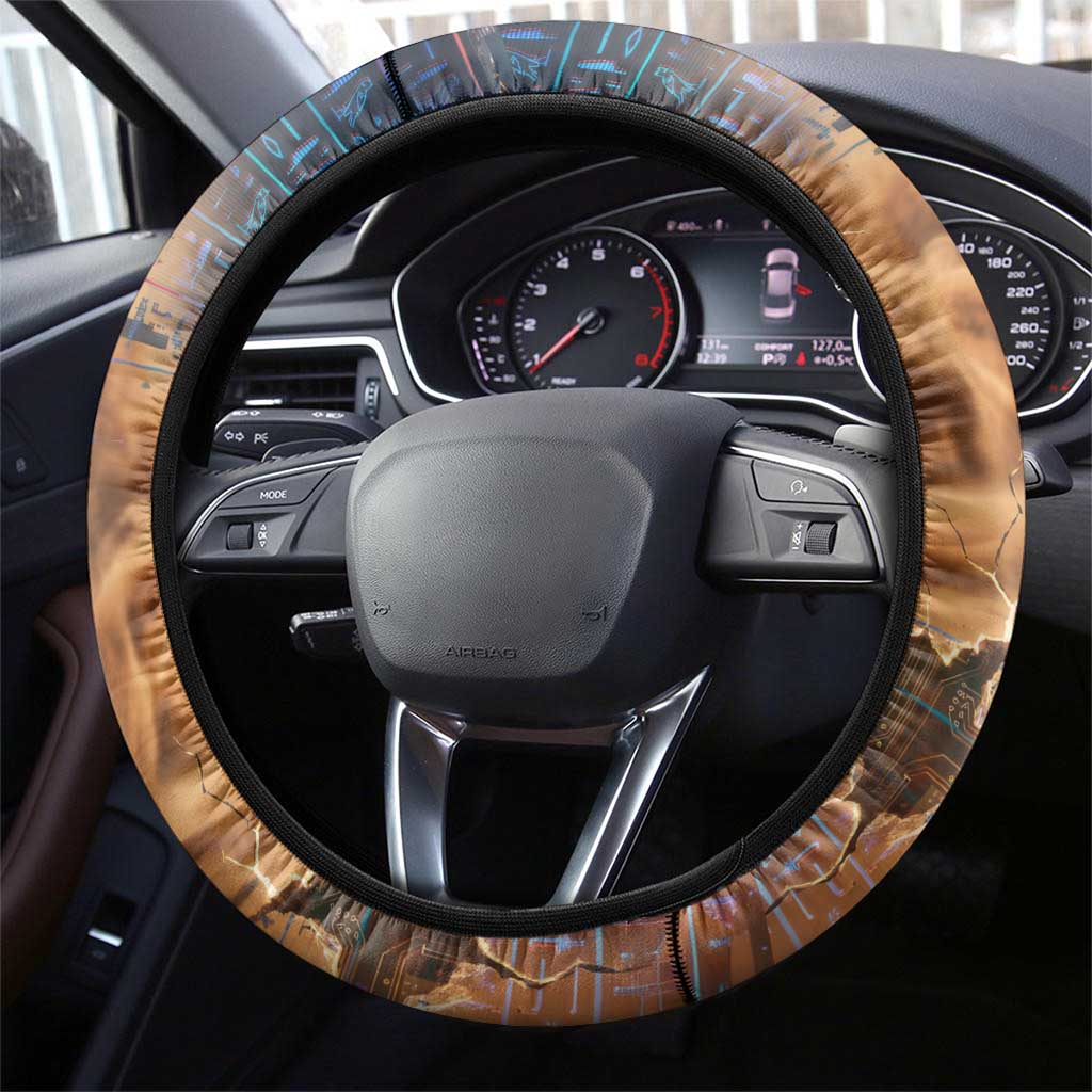 Seth Serpent Steering Wheel Cover Sandstorm Egyptian Chaos God in Ancient Desert Tones