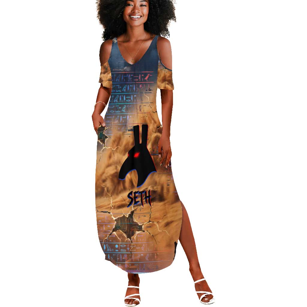Seth Serpent Summer Maxi Dress Sandstorm Egyptian Chaos God in Ancient Desert Tones