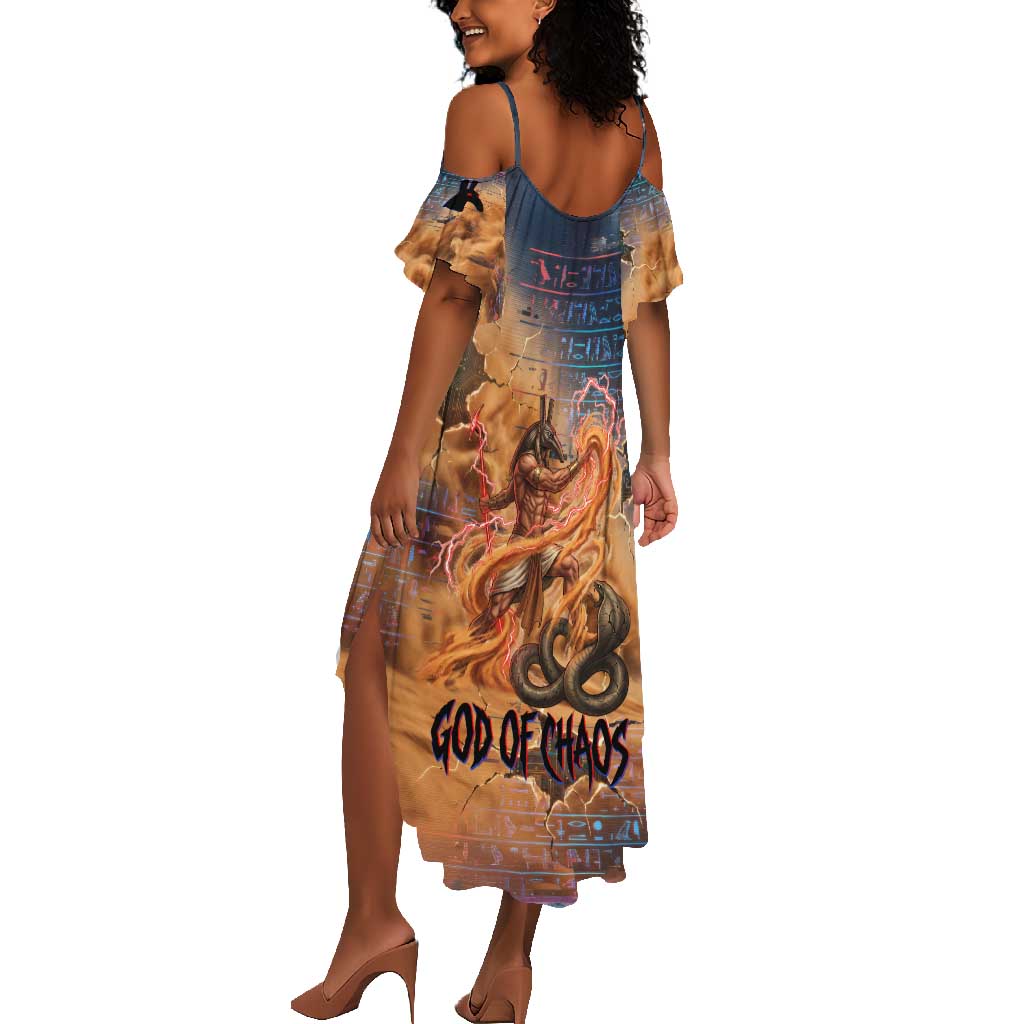 Seth Serpent Summer Maxi Dress Sandstorm Egyptian Chaos God in Ancient Desert Tones