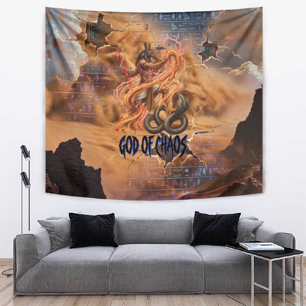 Seth Serpent Tapestry Sandstorm Egyptian Chaos God in Ancient Desert Tones