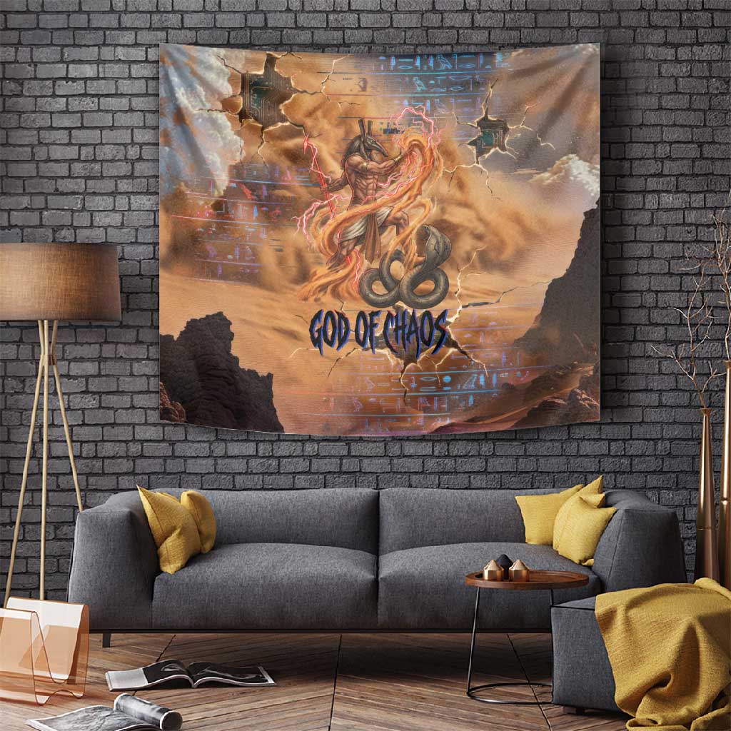 Seth Serpent Tapestry Sandstorm Egyptian Chaos God in Ancient Desert Tones