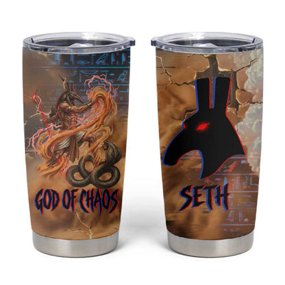 Seth Serpent Tumbler Cup Sandstorm Egyptian Chaos God in Ancient Desert Tones