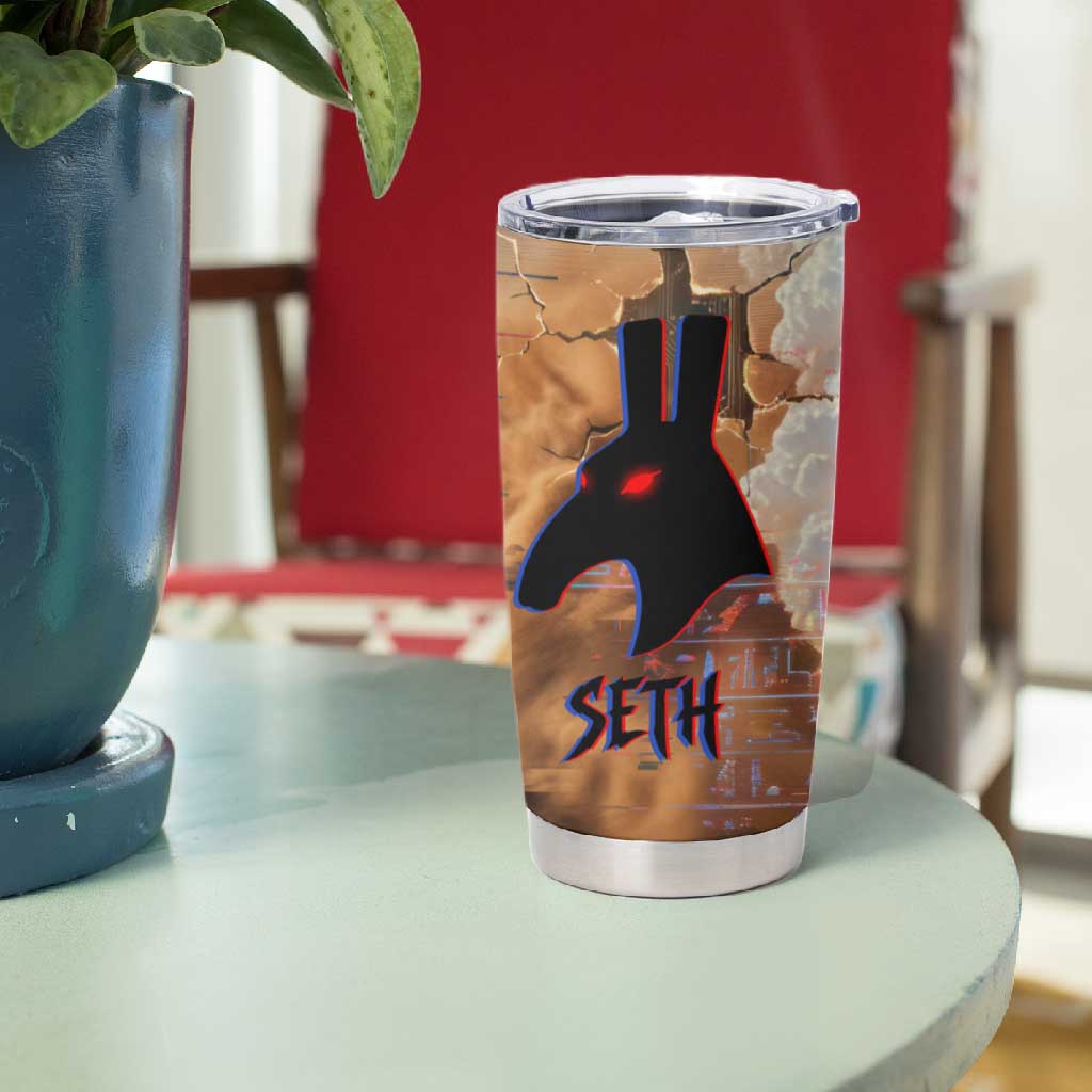 Seth Serpent Tumbler Cup Sandstorm Egyptian Chaos God in Ancient Desert Tones