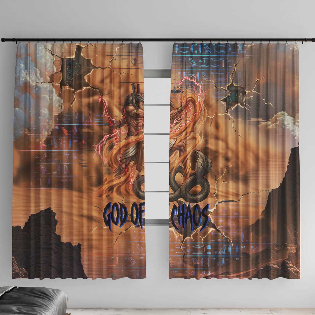 Seth Serpent Window Curtain Sandstorm Egyptian Chaos God in Ancient Desert Tones