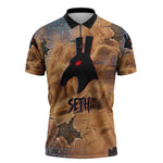 Seth Serpent Zipper Polo Shirt Sandstorm Egyptian Chaos God in Ancient Desert Tones