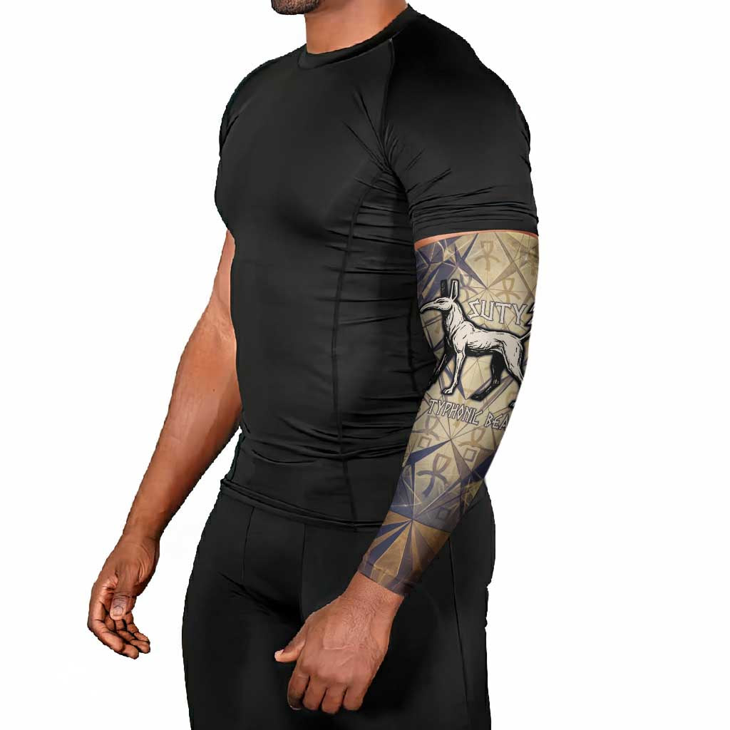 Suty Arm Sleeves with Typhonic Beast Staff Ancient Egypt Symbolism