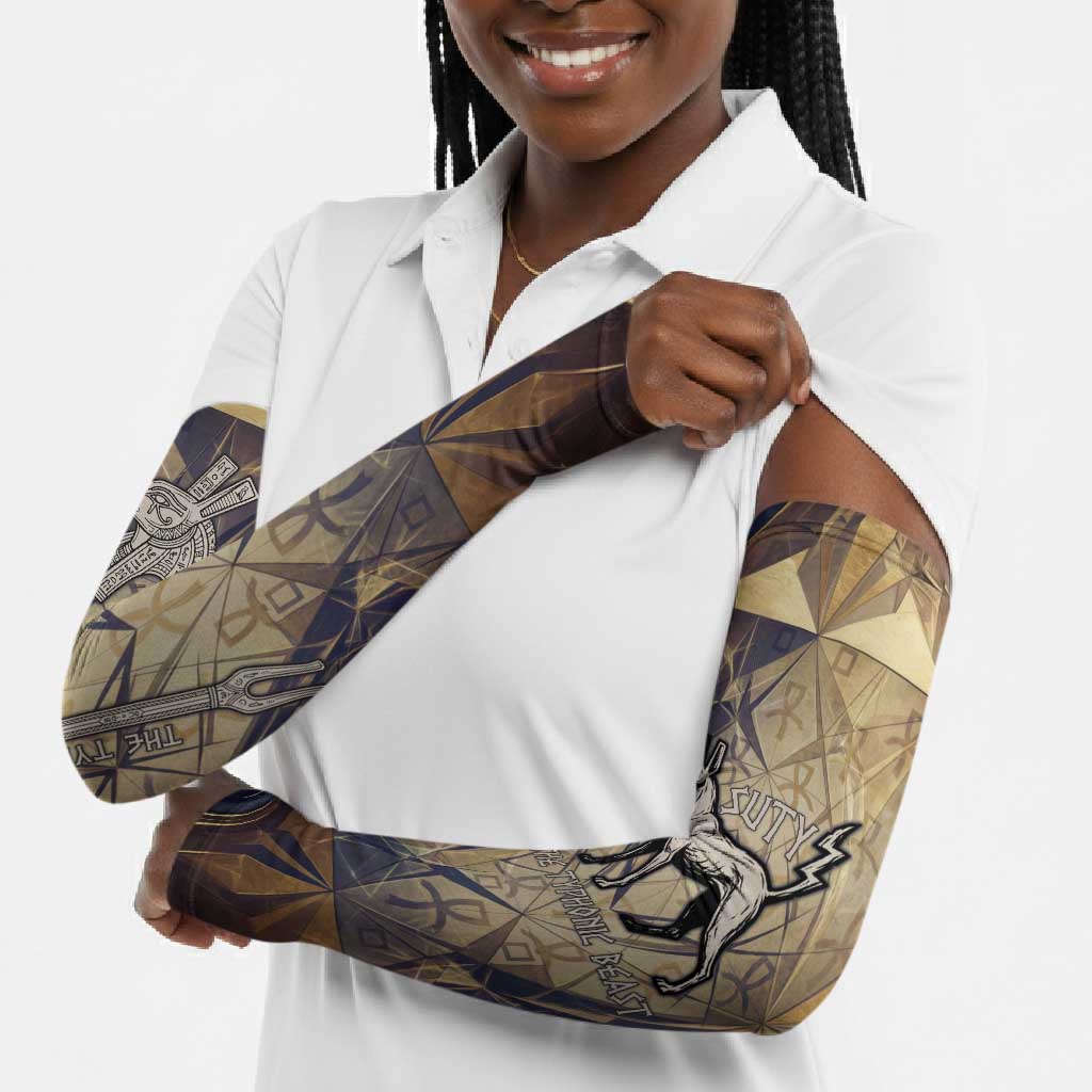Suty Arm Sleeves with Typhonic Beast Staff Ancient Egypt Symbolism