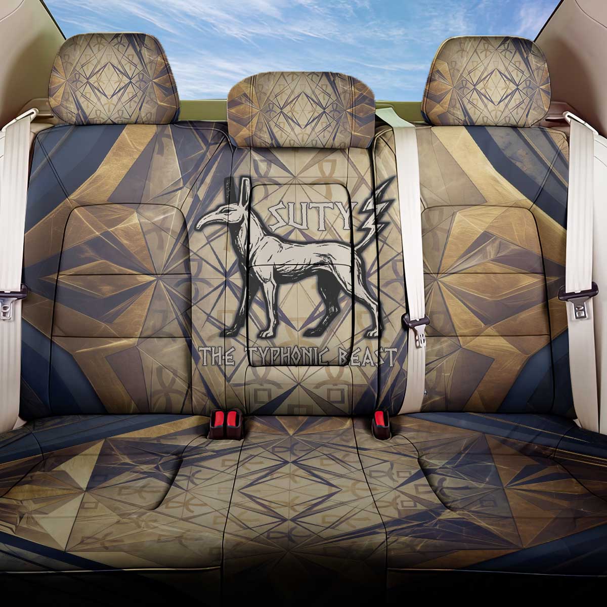Suty Back Car Seat Cover with Typhonic Beast Staff Ancient Egypt Symbolism