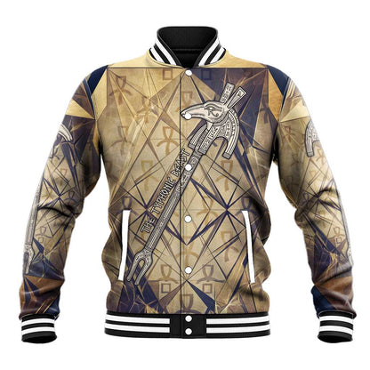 Suty Baseball Jacket with Typhonic Beast Staff Ancient Egypt Symbolism