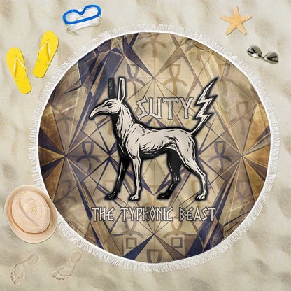 Suty Beach Blanket with Typhonic Beast Staff Ancient Egypt Symbolism