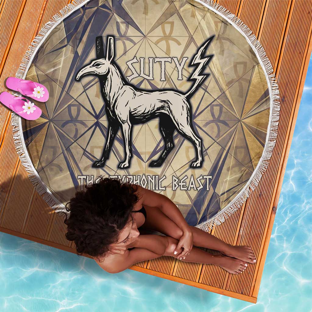 Suty Beach Blanket with Typhonic Beast Staff Ancient Egypt Symbolism