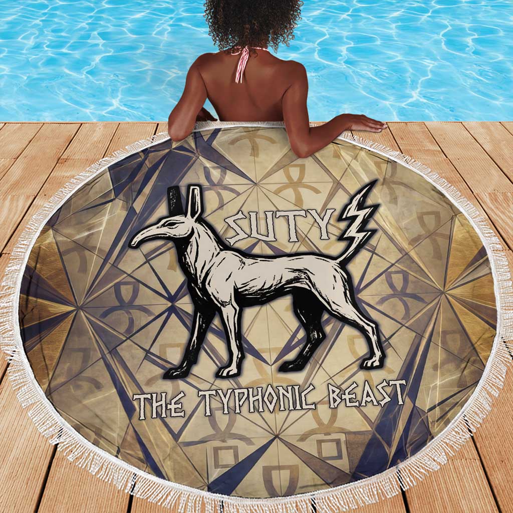 Suty Beach Blanket with Typhonic Beast Staff Ancient Egypt Symbolism