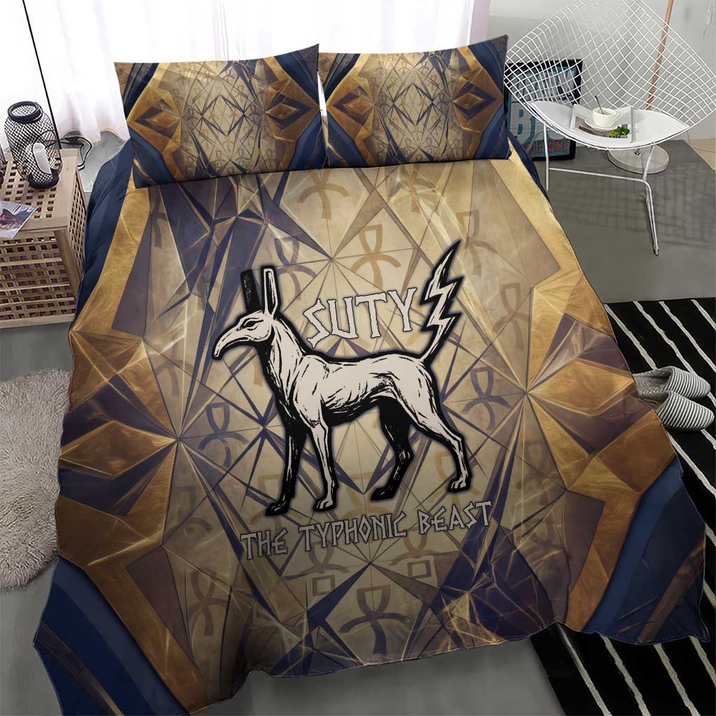 Suty Bedding Set with Typhonic Beast Staff Ancient Egypt Symbolism